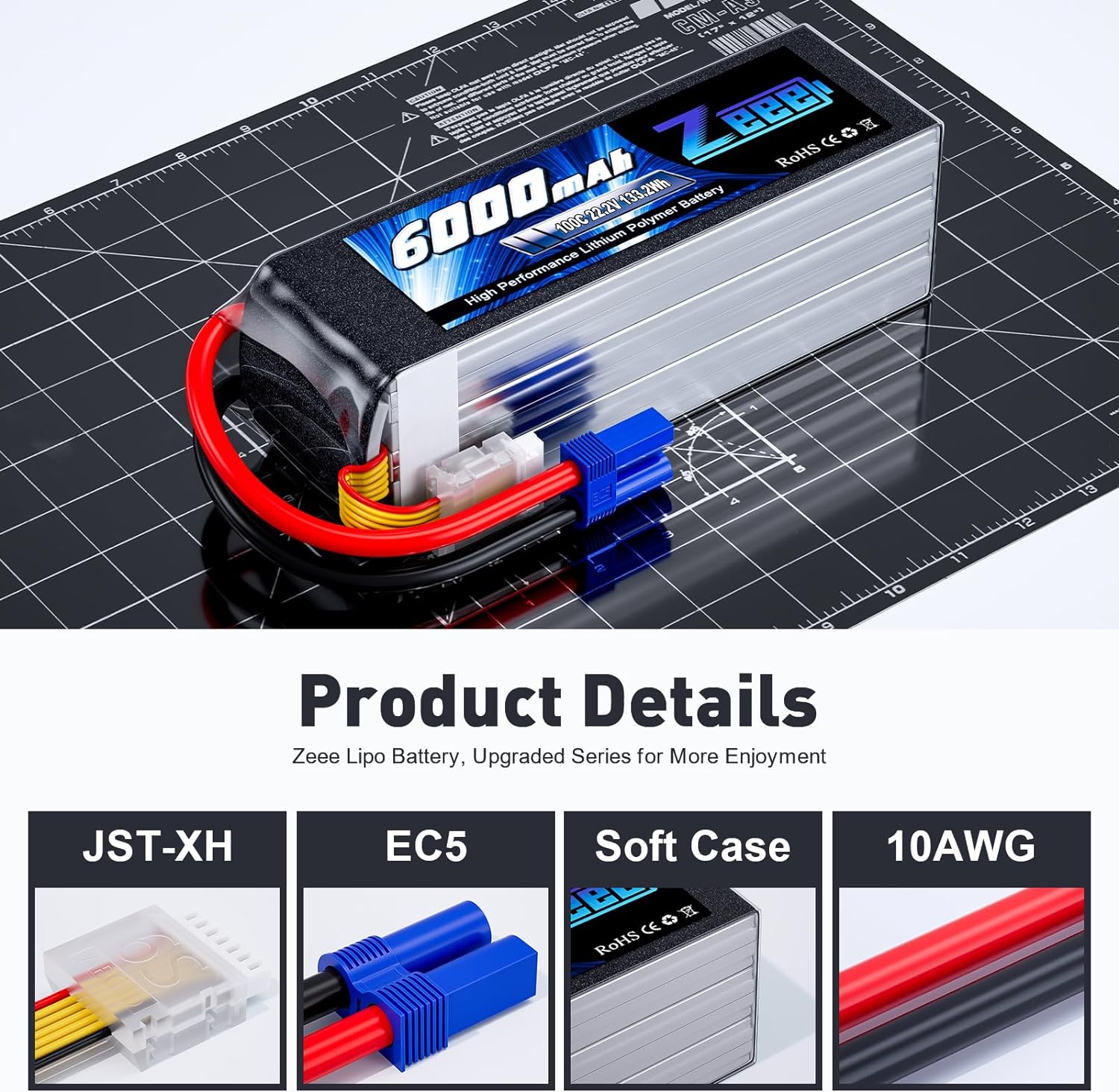 Zeee 6S 6000mAh แบตเตอรี่ Lipo - 6S Lipo Battery 22.2V 5000Mah บทวิจารณ์และราคา