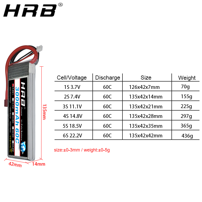 แบตเตอรี่ลิโพ HRB 2S 3S 4S 6S  - 4S Lipo Battery 14.8V 6000Mah บทวิจารณ์และราคา