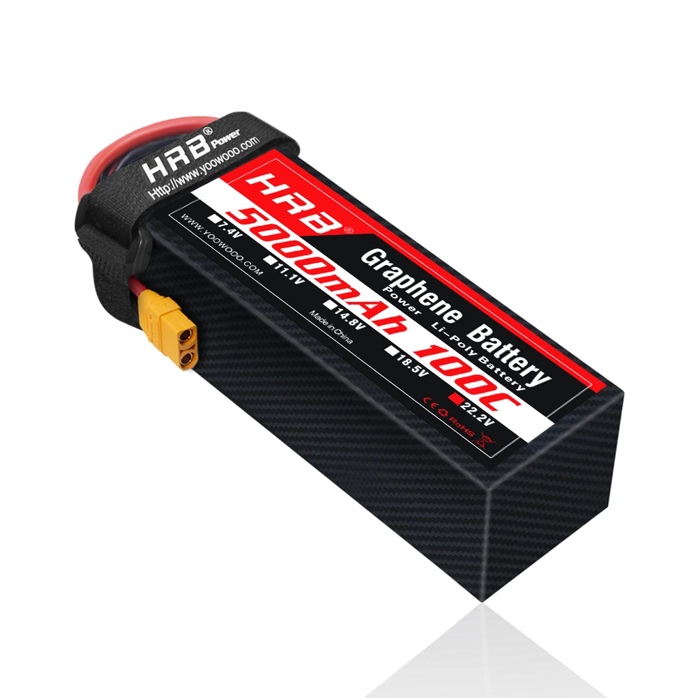 แบตเตอรี่กราฟีน 1 ชิ้น HRB 22. - 6S Lipo Battery 22.2V 5000Mah บทวิจารณ์และราคา